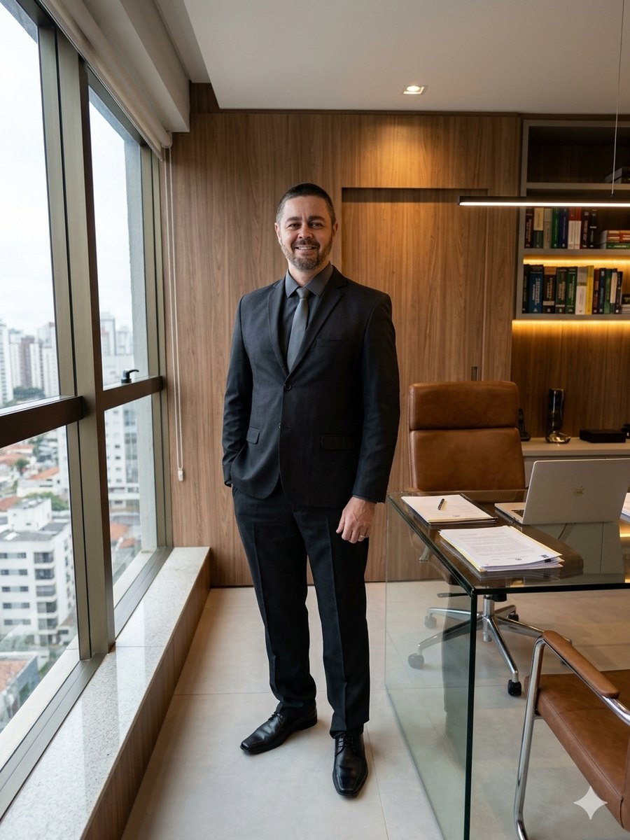 Sandro Soares, advogado previdenciarista, em seu escritório